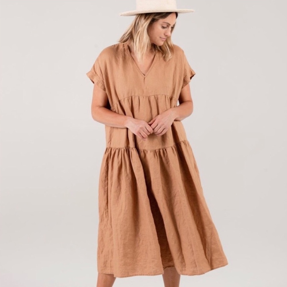 NWT Rylee + Cru Vienna linen midi dress